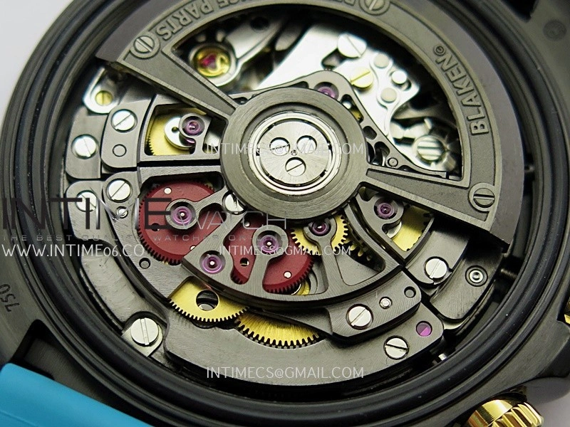Daytona Blaken Carbon Bezel PVD Sonic Best Edition Skeleton Dial On Blue Rubber Strap Super Clone SA4130