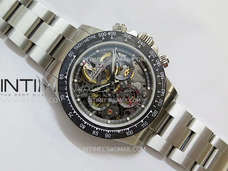 Daytona Arolla Challenge Carbon Bezel SS Sonic Best Edition Skeleton Dial On SS Oyster Bracelet Super Clone SA4130