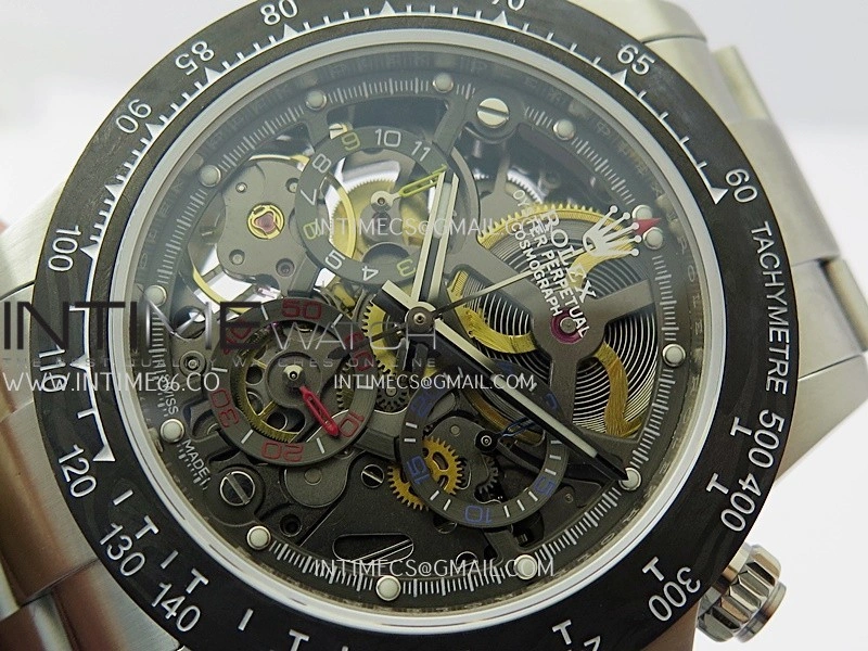 Daytona Arolla Challenge Carbon Bezel SS Sonic Best Edition Skeleton Dial On SS Oyster Bracelet Super Clone SA4130