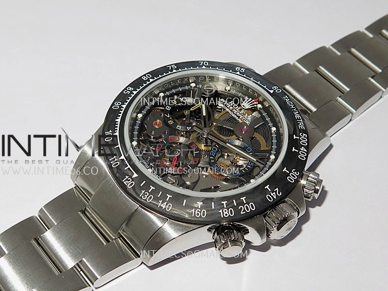 Daytona Arolla Challenge Carbon Bezel SS Sonic Best Edition Skeleton Dial On SS Oyster Bracelet Super Clone SA4130