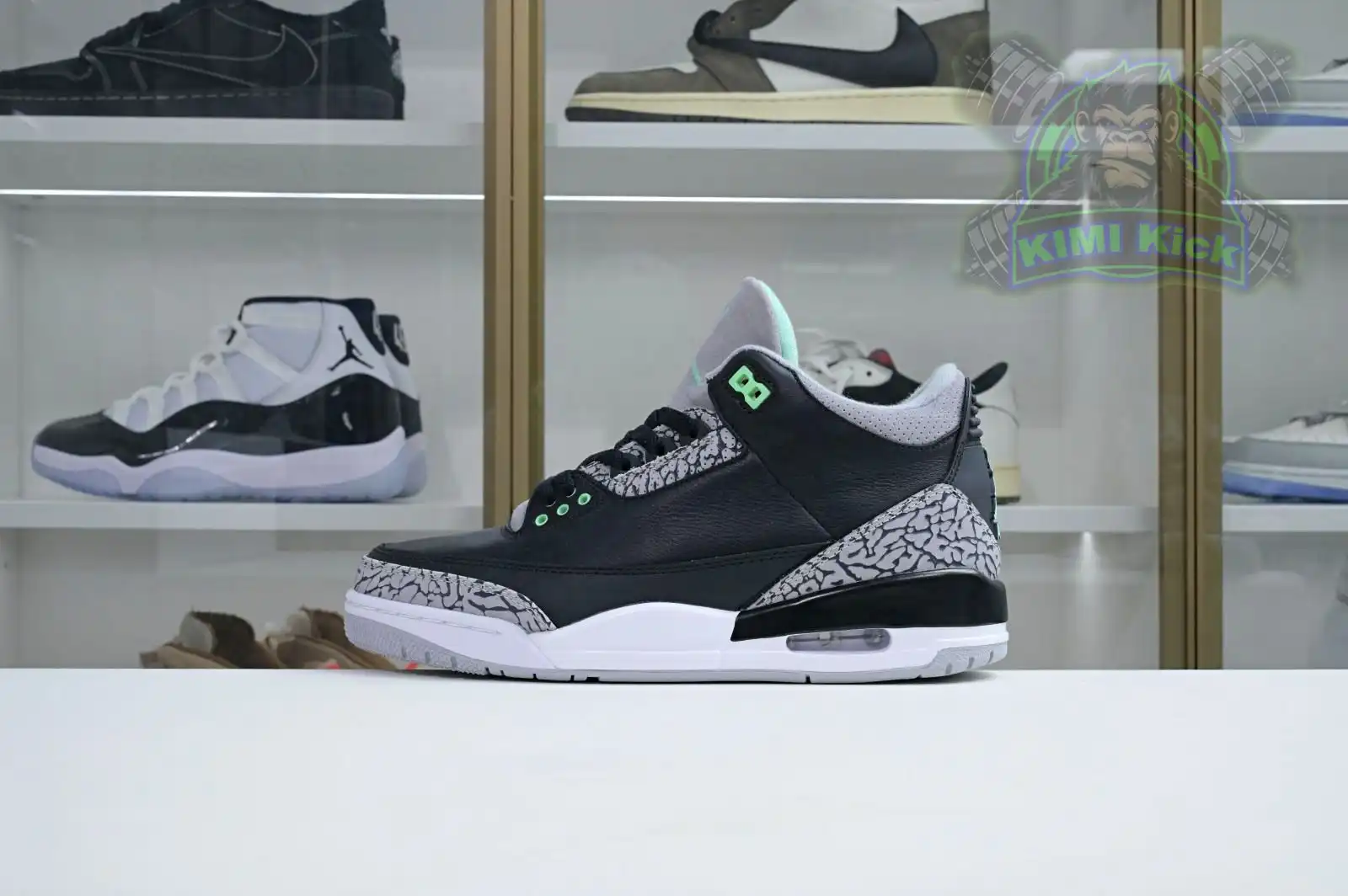 Cheap Kimikick Air Jordan 3 Green Glow