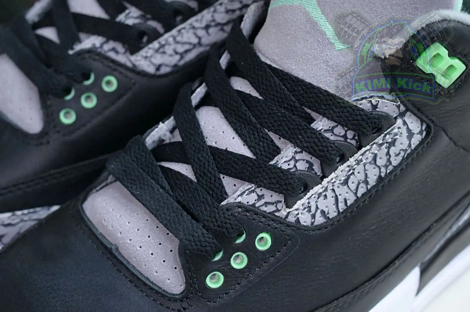 Cheap Kimikick Air Jordan 3 Green Glow