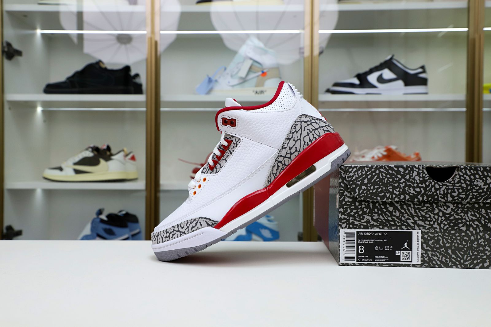 Kimi kick Air Jordan 3 Retro  Cardinal Red(CT8532-126）