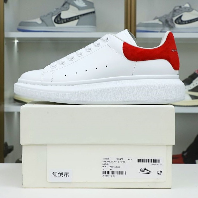 Kimi kick ALXNDER MC MCQUEEN WHITE SMOOTH CALF LEATHER RED SUEDE