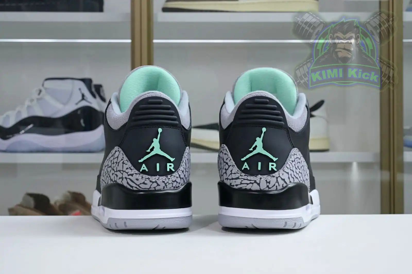 Cheap Kimikick Air Jordan 3 Green Glow