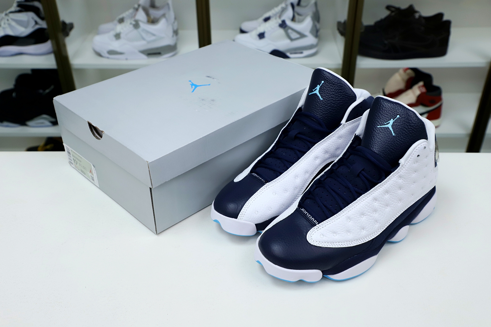 Kimi kick AIR JORDAN 13 RETRO WHITE OBSIDIAN POWDER BLUE 414571-144