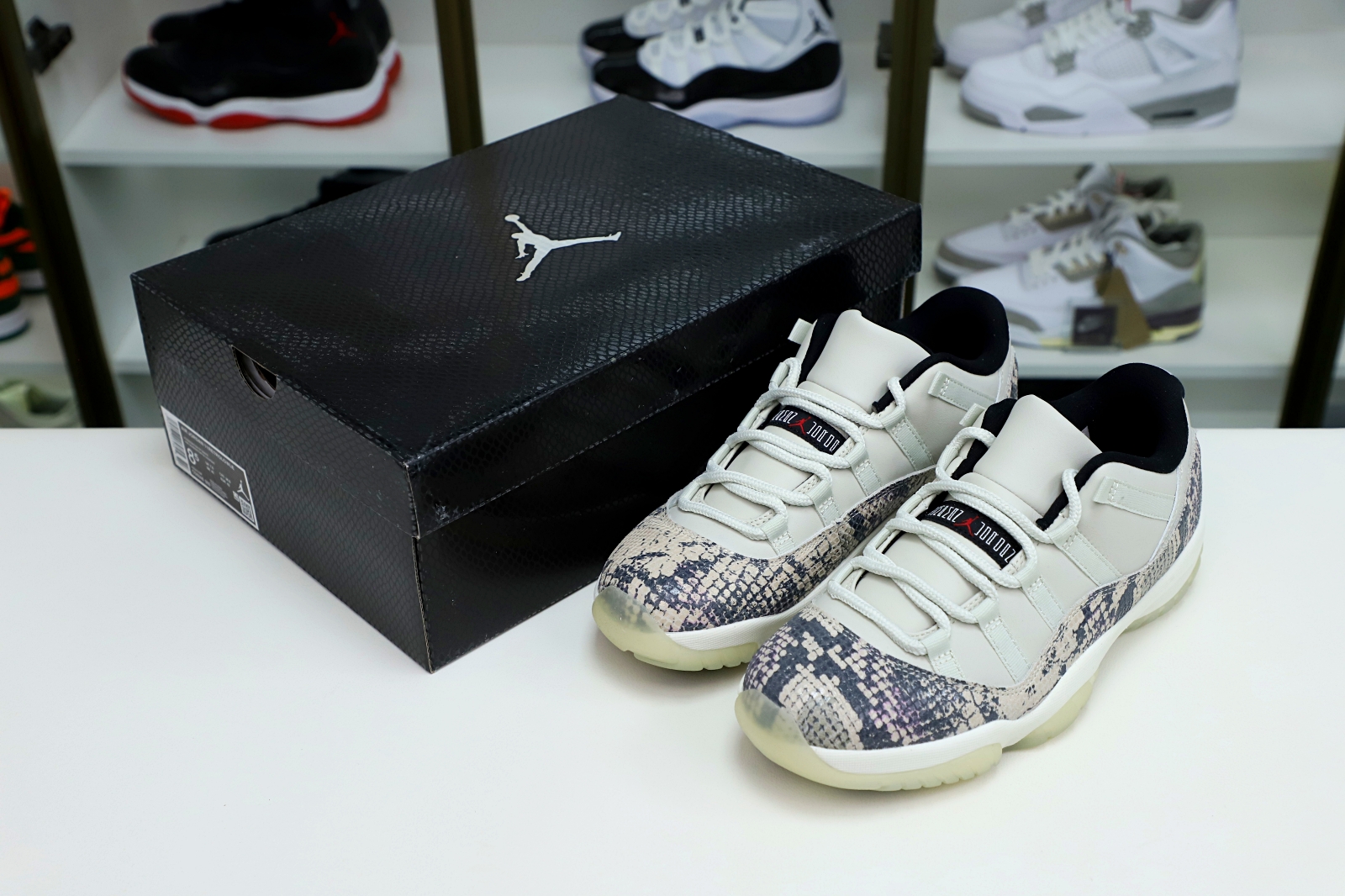 Kimi kick AIR JORDAN 11 LOW SNAKESKIN LIGHT BONE