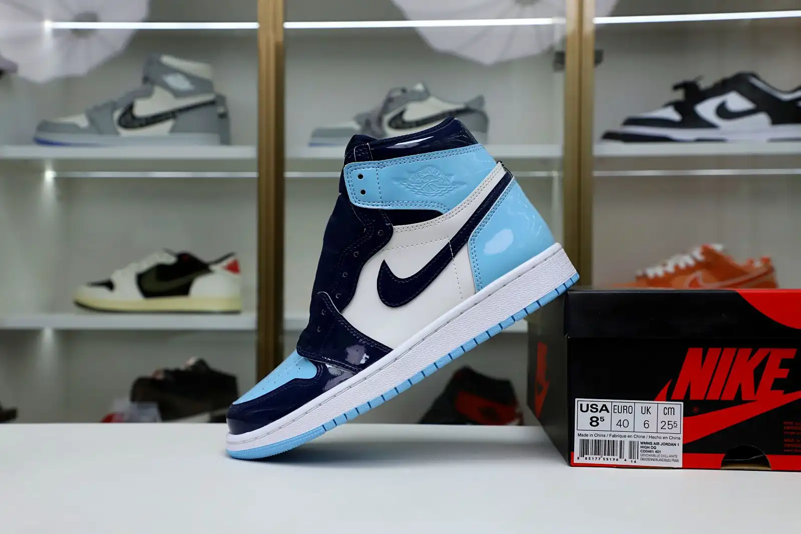 Rep Kimikick WMNS AIR JORDAN 1 RETRO HIGH OG 'BLUE CHILL'