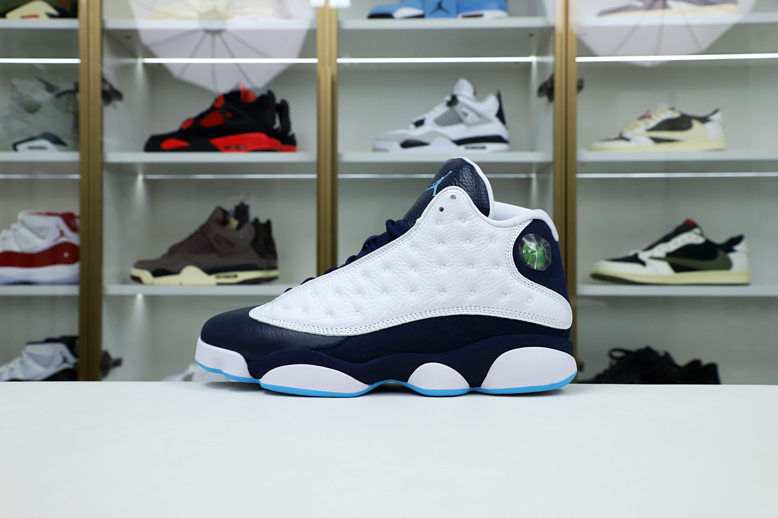 Kimi kick AIR JORDAN 13 RETRO WHITE OBSIDIAN POWDER BLUE 414571-144