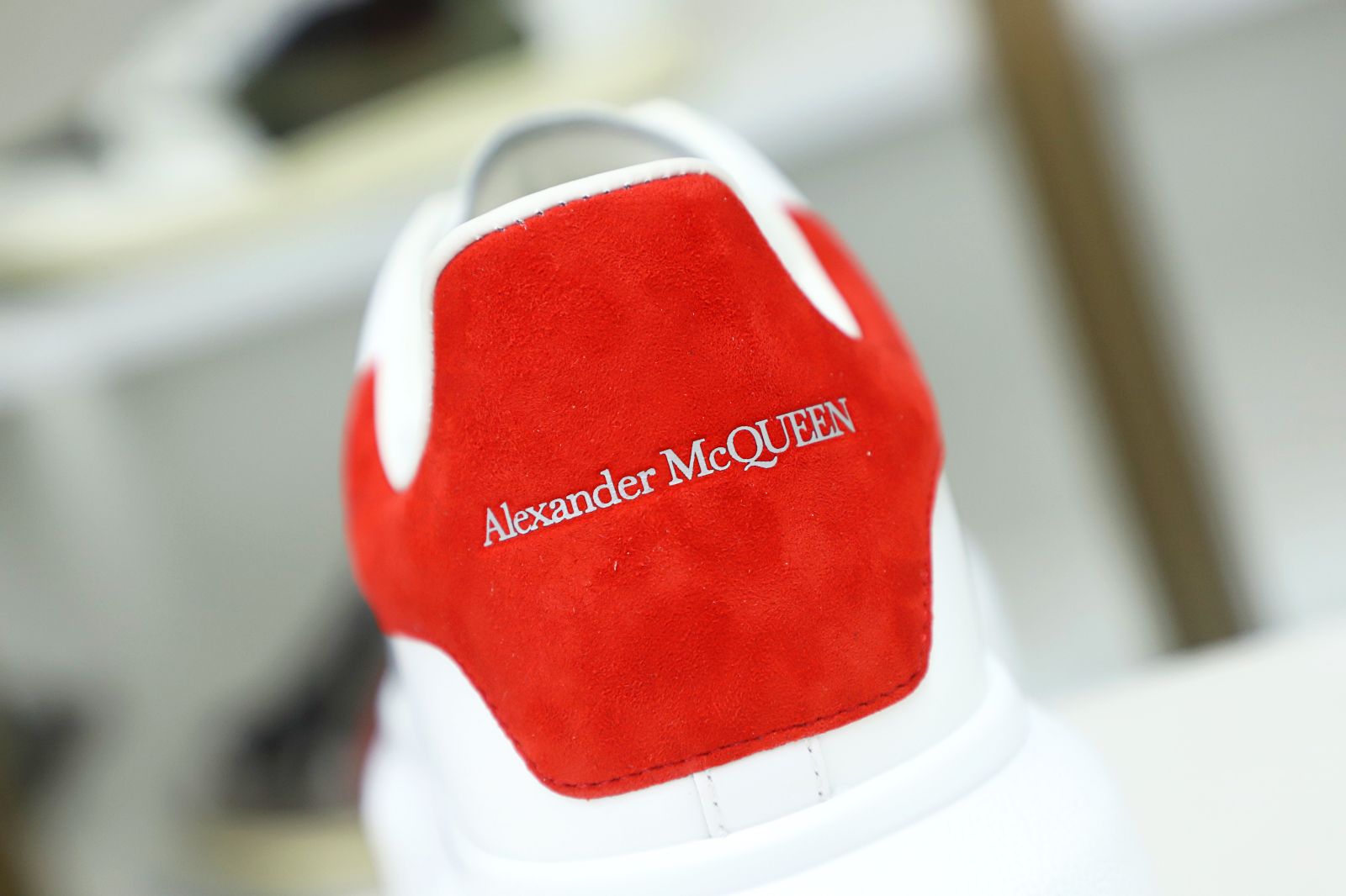 Kimi kick ALXNDER MC MCQUEEN WHITE SMOOTH CALF LEATHER RED SUEDE