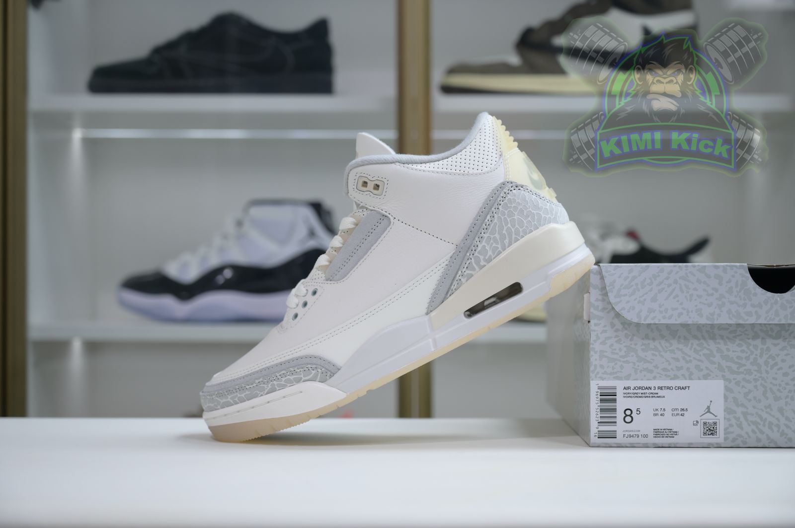 Kimi kick Air Jordan 3 Craft“Ivory”