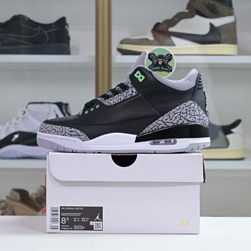 Kimi kick Air Jordan 3 Green Glow