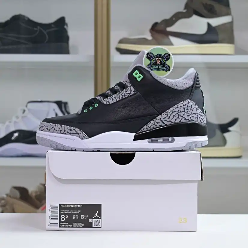 Kimikick Air Jordan 3 Green Glow