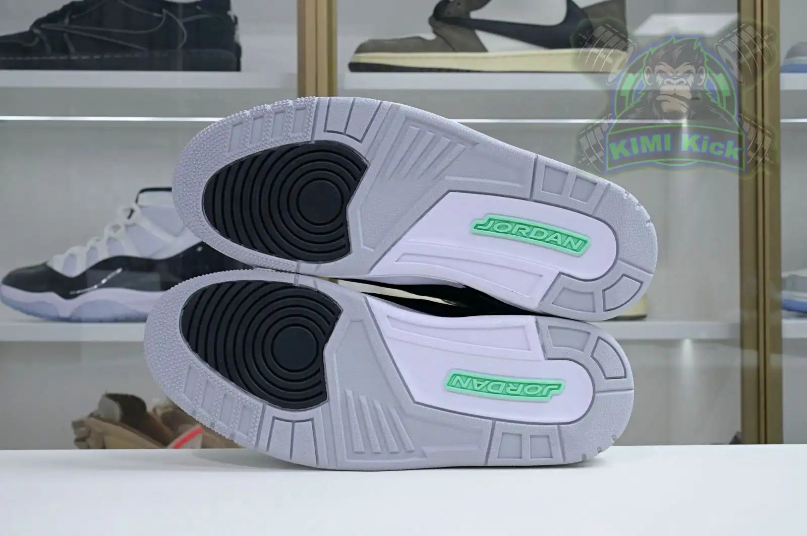 Cheap Kimikick Air Jordan 3 Green Glow