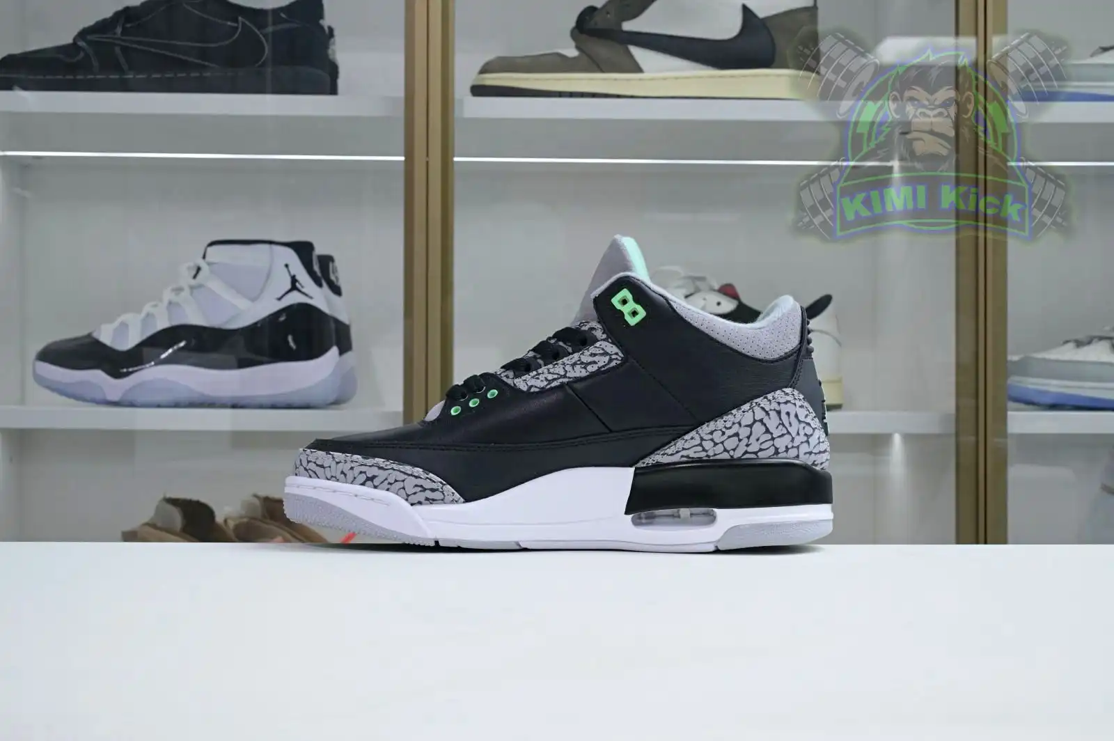 Cheap Kimikick Air Jordan 3 Green Glow