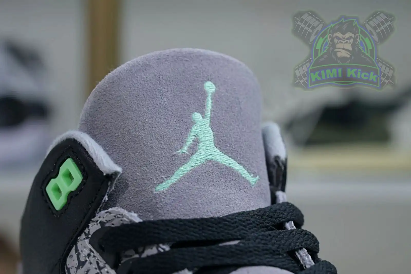 Cheap Kimikick Air Jordan 3 Green Glow