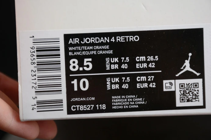 Affordable air jordan 4 retro metallic orange ct8527- 1742