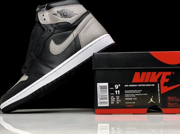 Air Jordan 1 Retro High OG Shadow Black Grey 555088- Trendy 927