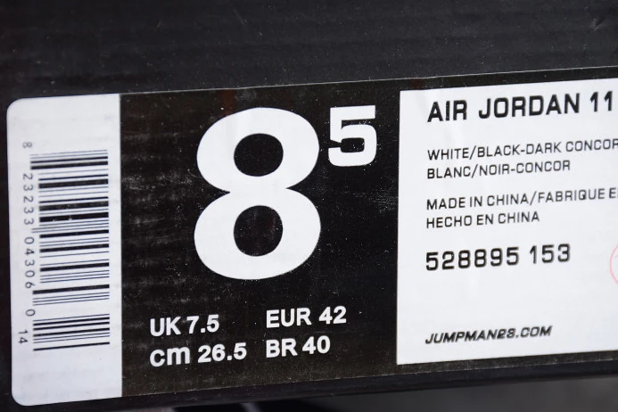 Air Jordan 11 Retro Low "Concord" Black  White mens 528895- StreetReady 1114
