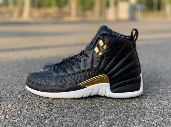 Air Jordan 12 Retro 'Reptile' Black Metallic Gold-White AO6068- TopPick 1125