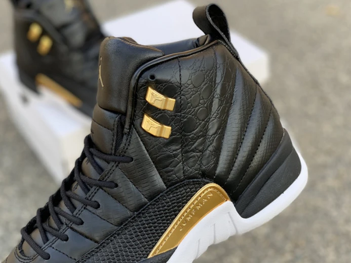 Air Jordan 12 Retro 'Reptile' Black Metallic Gold-White AO6068- TopPick 1125