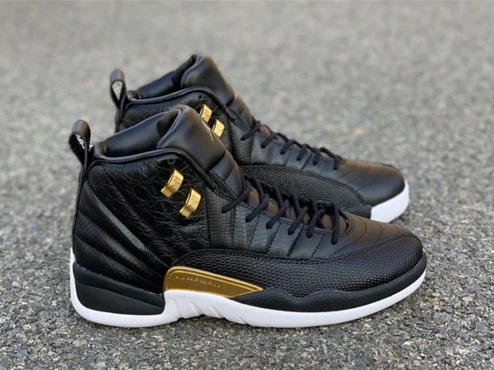 Air Jordan 12 Retro 'Reptile' Black Metallic Gold-White AO6068- TopPick 1125