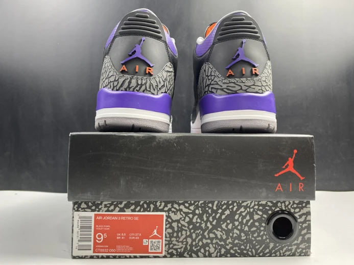 Air Jordan 3 Retro Black Court Purple CT8532 NewStyle 956