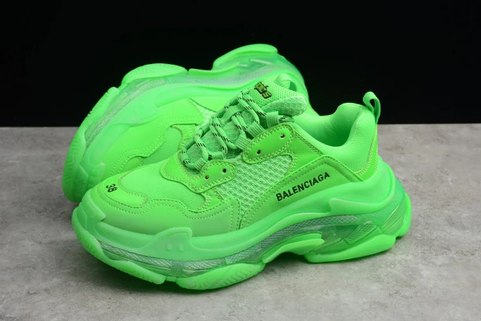 Comfortable BLCG Triple S Neon Green Clear Sole 544351 W09OL 2543