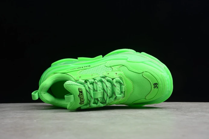 Comfortable BLCG Triple S Neon Green Clear Sole 544351 W09OL 2543