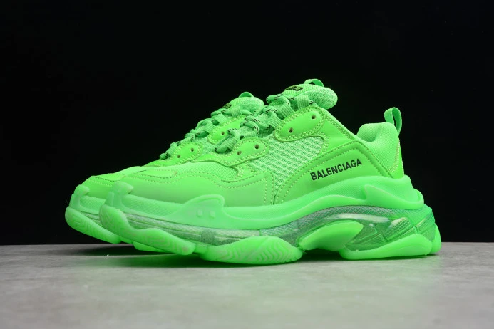 Comfortable BLCG Triple S Neon Green Clear Sole 544351 W09OL 2543