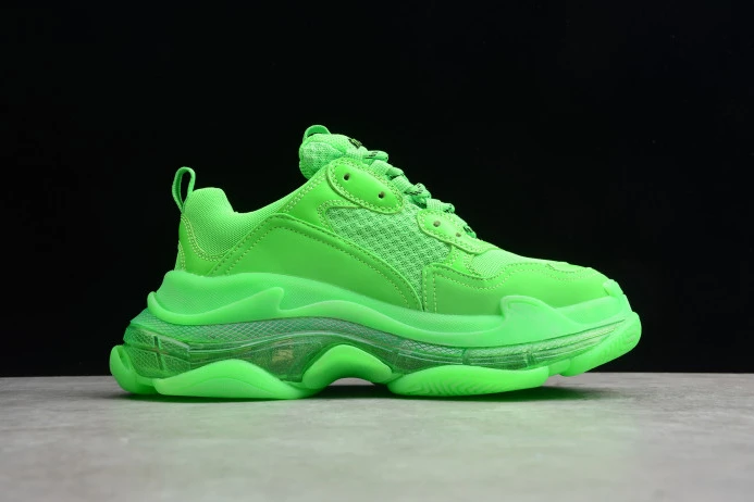 Comfortable BLCG Triple S Neon Green Clear Sole 544351 W09OL 2543