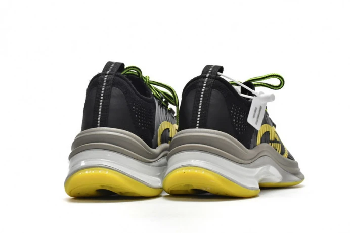 Comfortable Gucc Run Sneakers Black Yellow 2890