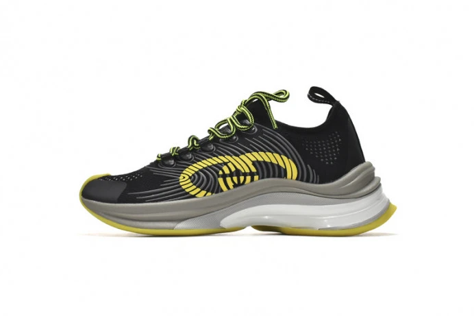 Comfortable Gucc Run Sneakers Black Yellow 2890