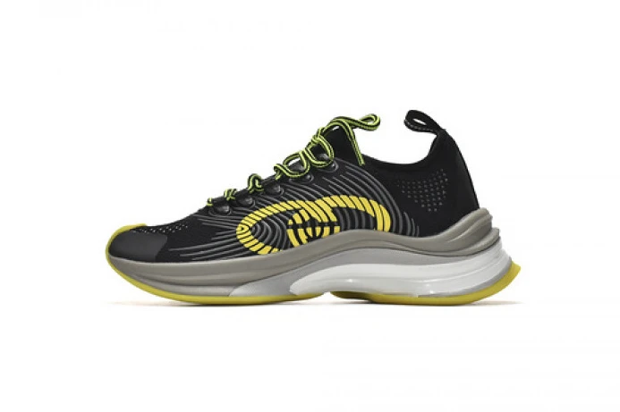 Comfortable Gucc Run Sneakers Black Yellow 2890