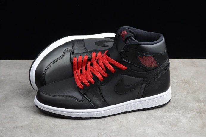 Comfortable air jordan 1 high black satin 555088- 1256