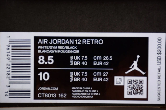 Comfortable air jordan 12 "red taxi" ct8013- 1401
