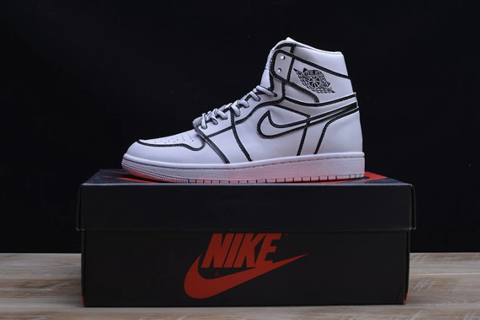 Comfortable nike air jordan 1 retro “comic 3d pencil” white hand-painted mens aa4724- 1320