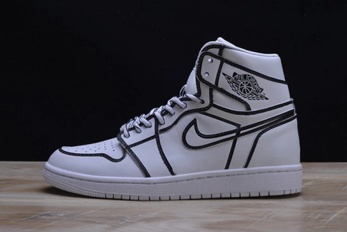 Comfortable nike air jordan 1 retro “comic 3d pencil” white hand-painted mens aa4724- 1320