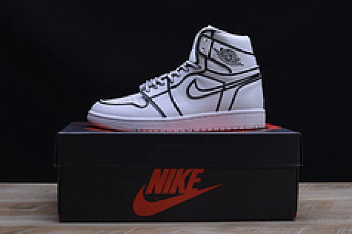 Comfortable nike air jordan 1 retro “comic 3d pencil” white hand-painted mens aa4724- 1320
