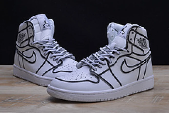 Comfortable nike air jordan 1 retro “comic 3d pencil” white hand-painted mens aa4724- 1320