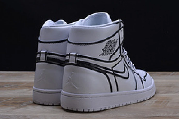 Comfortable nike air jordan 1 retro “comic 3d pencil” white hand-painted mens aa4724- 1320