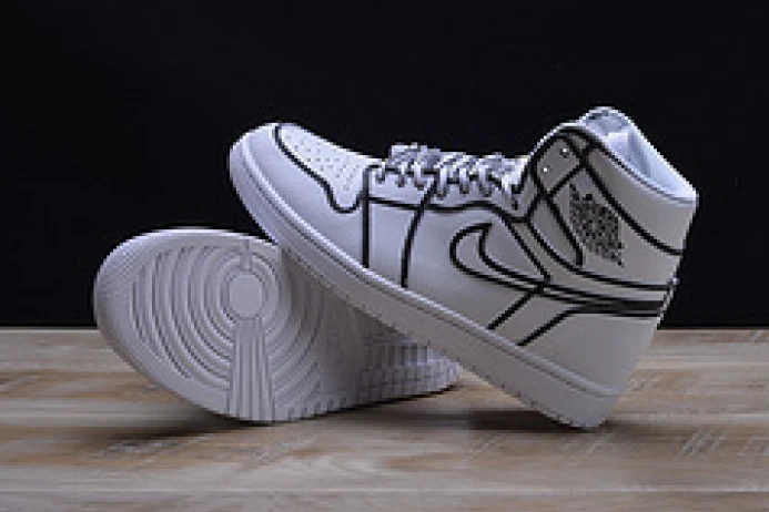 Comfortable nike air jordan 1 retro “comic 3d pencil” white hand-painted mens aa4724- 1320
