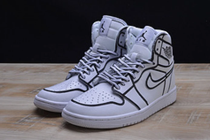Comfortable nike air jordan 1 retro “comic 3d pencil” white hand-painted mens aa4724- 1320