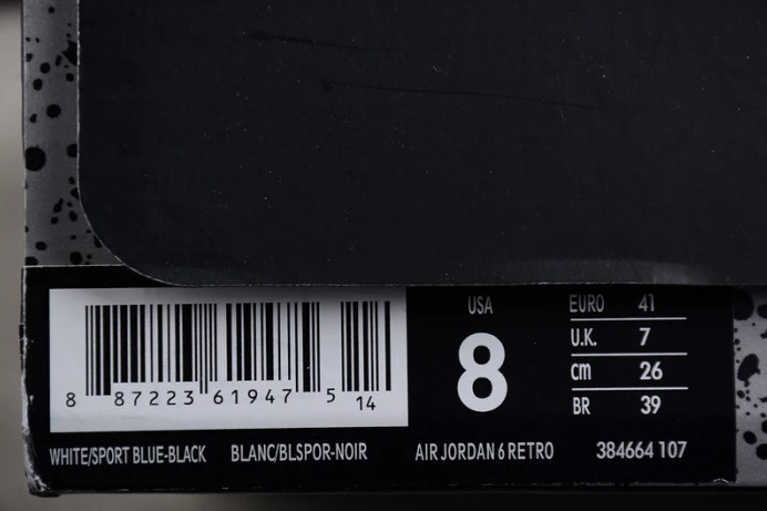 EasyMatch air jordan 6 retro sport blue 384664- 1545