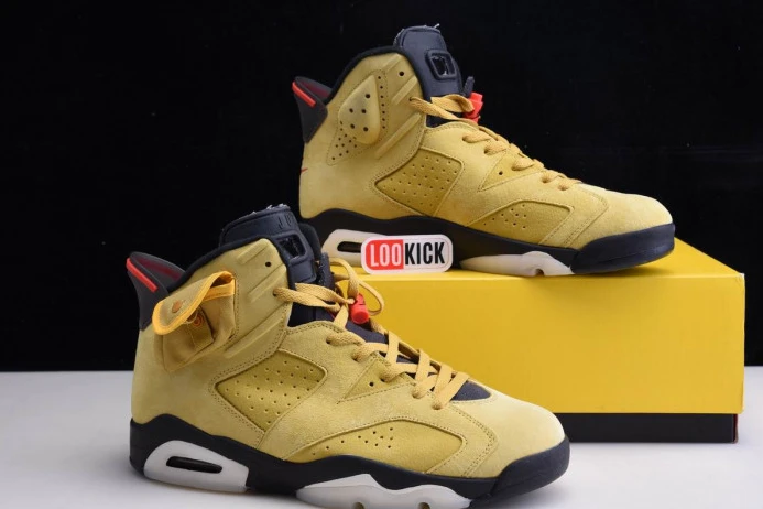 Fashionable AIR JORDAN 6 YELLOW X TRAVIS SCOTT CN1084- 606