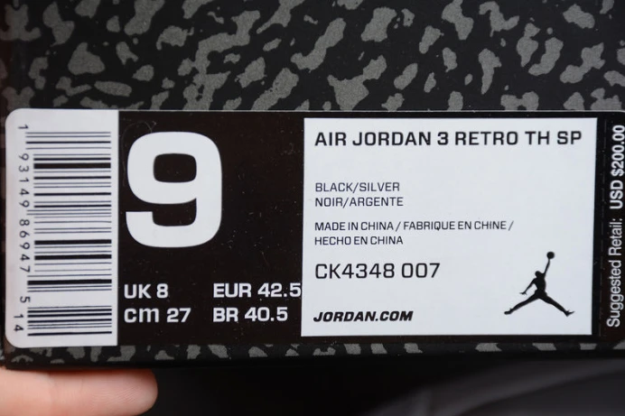 Fashionable air jordan 3 tinker black cement grey ck4348- 1200