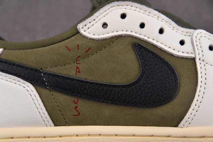 Fashionable travis scott x air jordan 1 low og “medium olive” dm7866- 1366