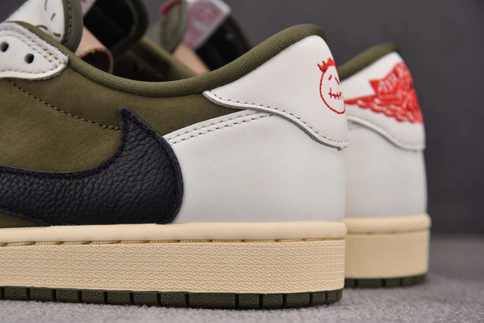 Fashionable travis scott x air jordan 1 low og “medium olive” dm7866- 1366