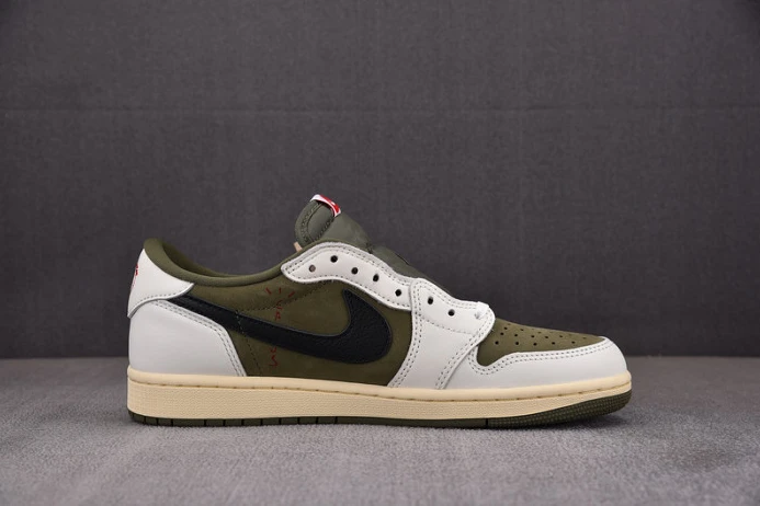Fashionable travis scott x air jordan 1 low og “medium olive” dm7866- 1366