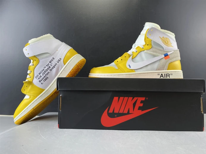 GoAnywhere Air Jordan 1 x Off-White NRG White Dark Powder Yellow-Cone AQ0818- 849